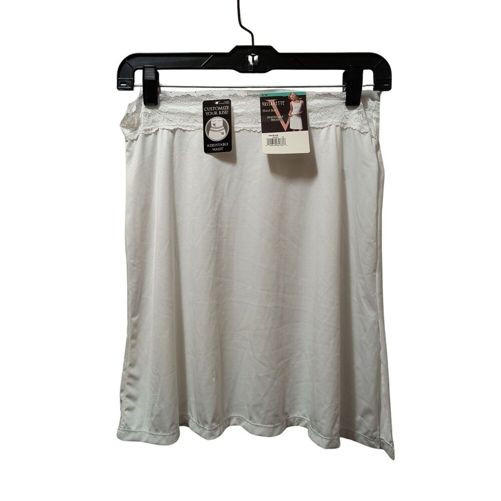 Vassarette Half Slip Small 18” White Adjustable Waist Lace Trim NWT *FLAWED*